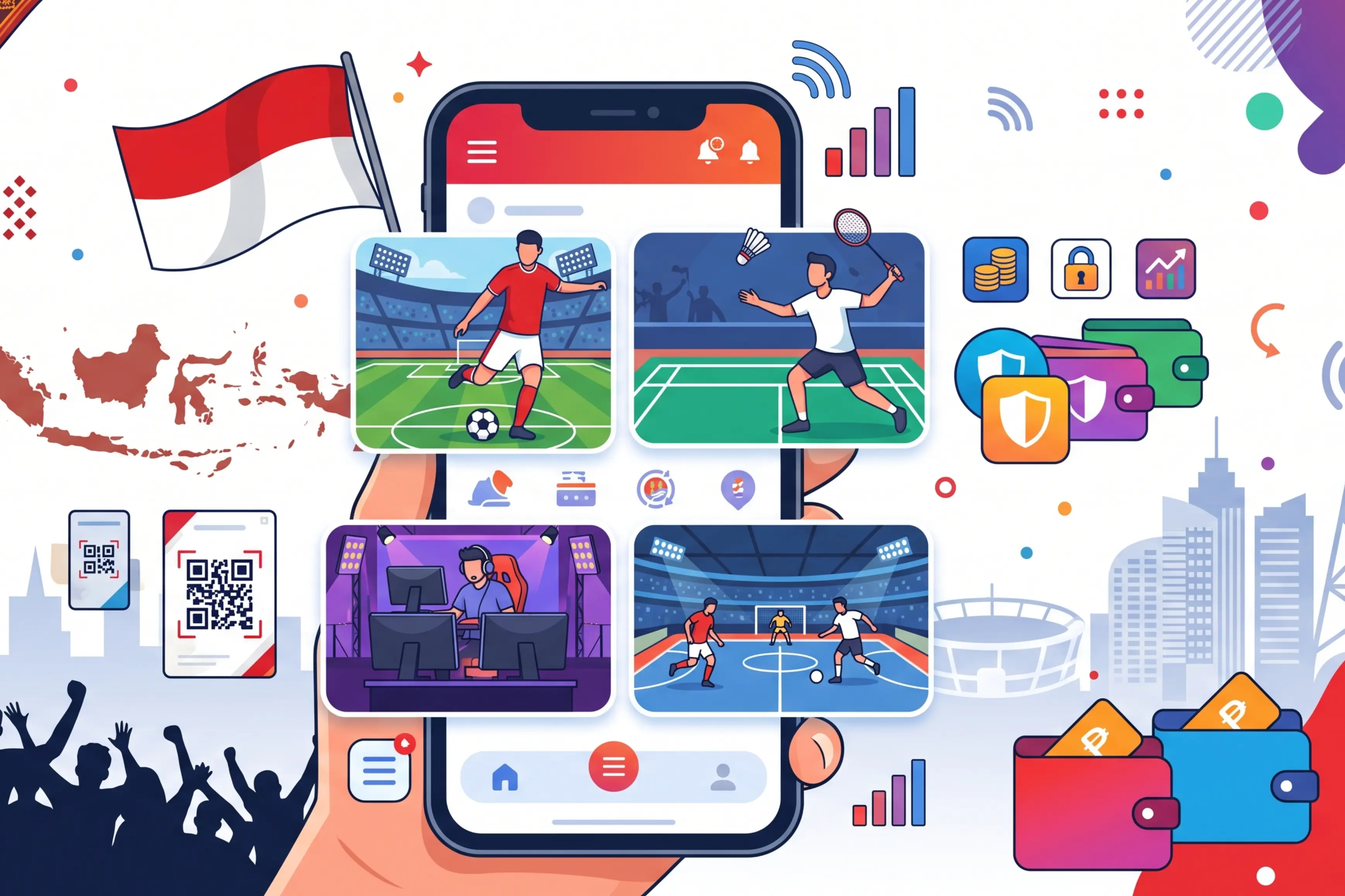 Pengguna mengakses CMBET di smartphone Android dengan koneksi seluler